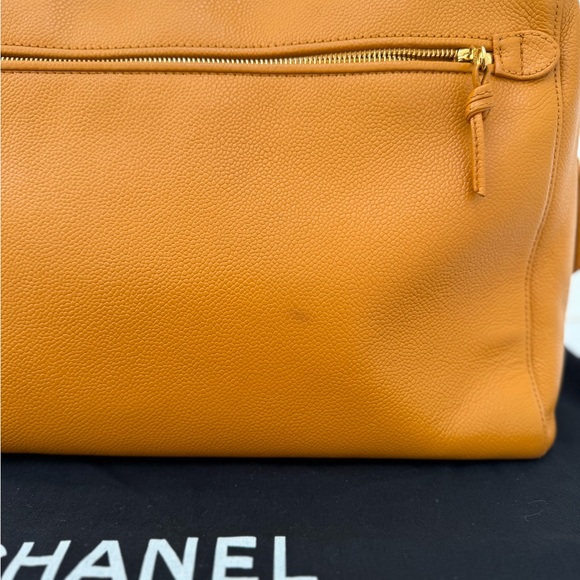 Authentic Chanel Orange Timeless Caviar Dome Zip Tote Shoulder Bag - Picture 8 of 16
